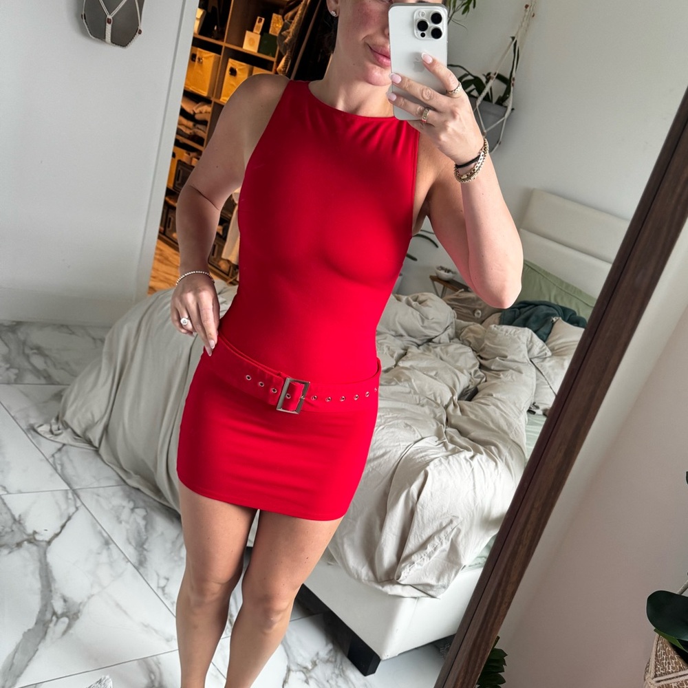 Superdown Red Halter Sleeveless Bodycon Mini Dress